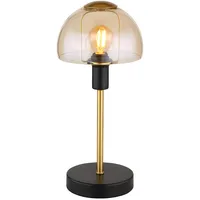 GLOBO Tischleuchte Nachttischlampe schwarz gold Wohnzimmerlampe Tischlampe Glas amber