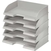 Leitz Briefkorb Querformat A4, 5er Pack, Briefablage in Premium-Qualität, Stapelbare Ablagefächer als Schreibtisch-Organizer, Kombinierbar mit Plus-Serie, Grau, 52180085