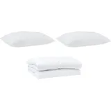 vidaXL Bettdecke mit Kissen 3 pcs Weiß Mikrofaser