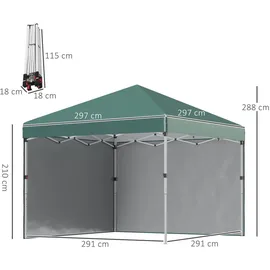 Outsunny Faltpavillon 3 x 3 m inkl. 2 Seitenteile Grün