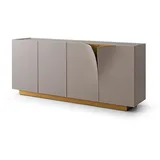 KAWOLA Sideboard EMMA grau Fuß Edelstahl messingfarben