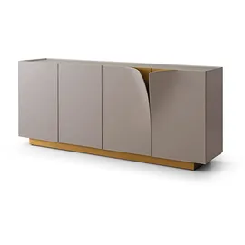 KAWOLA Sideboard EMMA grau Fuß Edelstahl messingfarben