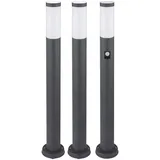 GLOBO Außenleuchte Edelstahl H 80 cm 3er Set Bewegungsmelder Anthrazit