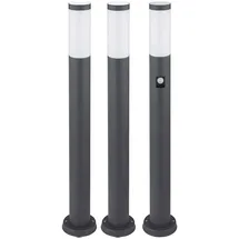 GLOBO Außenleuchte Edelstahl H 80 cm 3er Set Bewegungsmelder Anthrazit