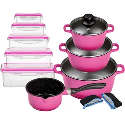 Topf-Set KING "ALUGUSS", lila (beere), Töpfe, Glasdeckel, Keramikantihaftbeschichtung, Induktion
