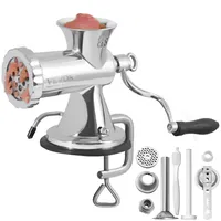 Vevor Manuelle Fleischwolf Hand Fleischwolf 304 Edelstahl, 5 & 8 mm Schneidplatten Fleischwolf Manuelle Fleischmaschine mit Wurstrohr, Geeignet für Fleisch Gemüse Schleifen und Wurstfüllung Silber