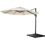 Gastronomie-ampelschirm Hhg-559, Sonnenschirm, Rund Ø 4m Polyester Alu/stahl 27kg Creme Mit Ständer, Drehbar