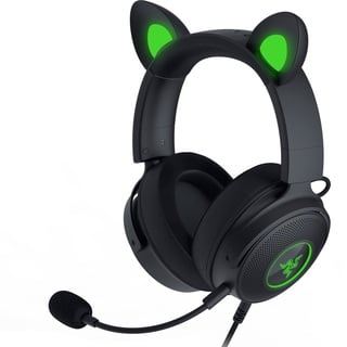 Razer Kraken Kitty V2 Pro RGB-Headset: austauschbare Ohren (Kitty, Bär, Hase) – Stream-Reaktivbeleuchtung – abnehmbares hyperklares Nierenmikrofon – 50 mm Treiber – 7.1 Surround Sound – Schwarz