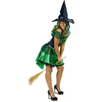 Karneval-Klamotten Sexy Damen Hexenkostüm grün-schwarz Damen-Kostüm Hexe