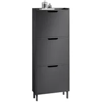 SoBuy Schuhschrank Schwarz Holzwerkstoff, Metall, 50x129x19 cm Garderobe, Schuhaufbewahrung,