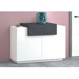 Dmora Schuhschrank Peter, Mehrzweckschrank mit 2 Türen und 1 Klapptür, Eingangsschuhregal, cm 120x45h86, glänzend weiß und Schiefer