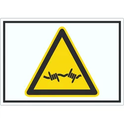 Achtung Stacheldraht Symbol Aufkleber A4 (210x297mm)