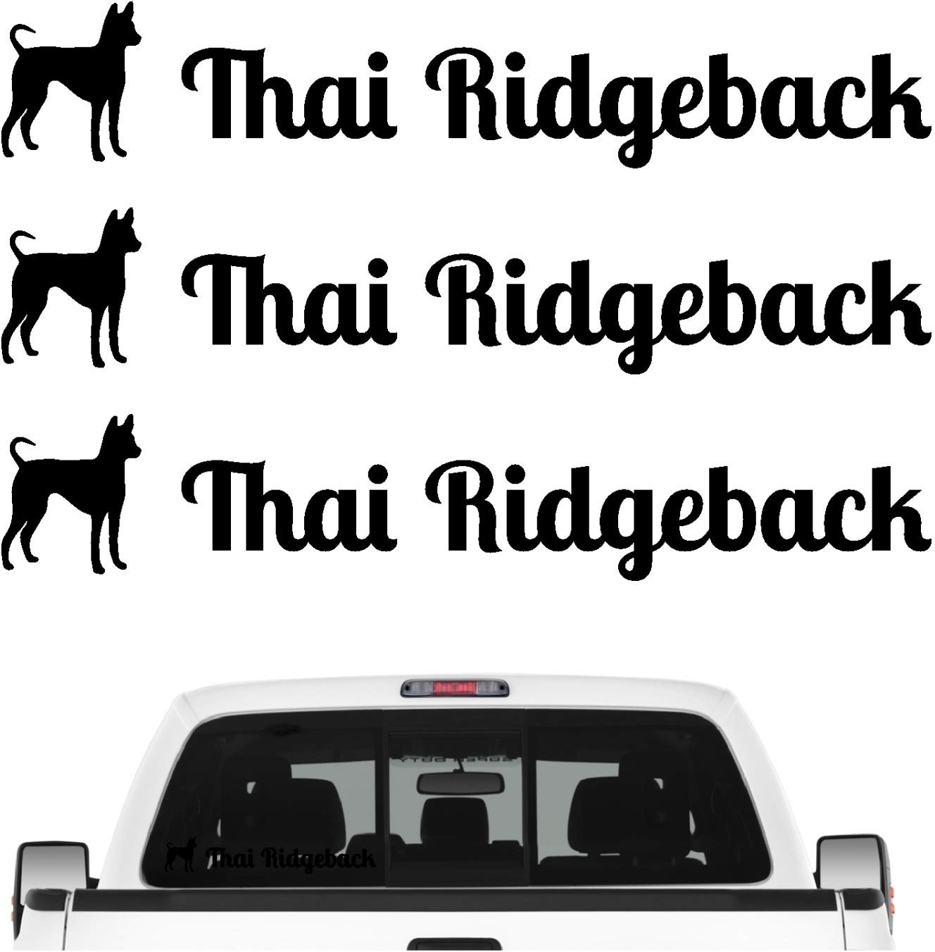 siviwonder Thai Ridgeback Ridge Aufkleber 3er Set Hundeaufkleber Hundemotiv Hund Folie Farbe Schwarz, Größe 20cm