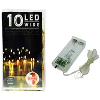 Cepewa 10 LED Micro Draht silber Lichterkette warmweiß biegsam Batteriebetrieb Timer 6/18h
