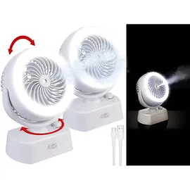 Sichler Haushaltsgeräte 2er-Set Akku-Tisch-Ventilator & Vernebler,Oszilation,LED-Ring,1.200mAh