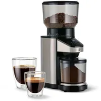 Tchibo elektrische Kaffeemühle, eingebaute Waage, Edelstahlmahlwerk, Kegelmahlwerk 26 Mahlgradeinstellungen, Schwarz/Silber