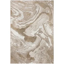 Kadima Design Luxuriöser Wohnzimmer Teppich `Ouse Joy`, Metallische Marmorierung - Farbe: Beige, 120x170 cm