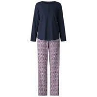 CALIDA Lovely Nights Pyjama, lang Damen, aus 100% Bio-Baumwolle, mit stoffbezogenem Gummibund