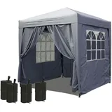 Quick Star Faltpavillon, Grau, Metall, Quadratisch, 250x245x250 cm, Sonnen- & Sichtschutz, Pavillons & Pergolas