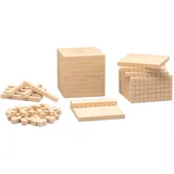 Wissner WISSNER® Dienes Rechenwürfel-Set aus 121 Teilen - Grundsortiment zum Dezimalrechnen, Rechenhilfe aus RE-Wood®, PEFC-Zertifiziert, Ideal für Mathematik-Fördermaterial für die Grundschule
