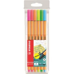 STABILO point 88 - Fineliner - Rot, Hellblau, Orange, rosa, Zitronengelb, Apfelg