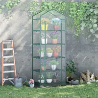 Outsunny Gewächshaus Mit Rolltür, Regale, Winterfest Foliengewächshaus Aus Stahl, Treibhaus Für Balkon, Garten, Tomatenhaus 69 X 49 X 193 Cm, Tomatengewächshaus Für Tomaten, Blumen, Transparent