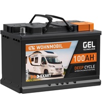 EXAKT GEL Batterie 12V 100Ah Wohnmobil Batterie Solarbatterie Versorgung Bootsbatterie Gelbatterie Gel Akku ersetzt 80Ah 90Ah