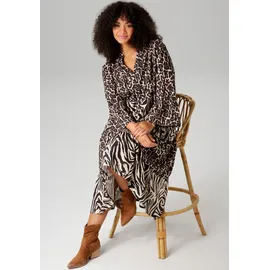 aniston plus Midikleid Animal-Zebra-Printmix Beige/Braun/Schwarz 42
