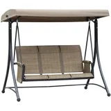 Outsunny Hollywoodschaukel mit Seitentasche, 3-Sitzer Gartenschaukel mit verstellbarem Sonnendach, Schaukelbank belast bis 300kg, für Garten, Terrasse,