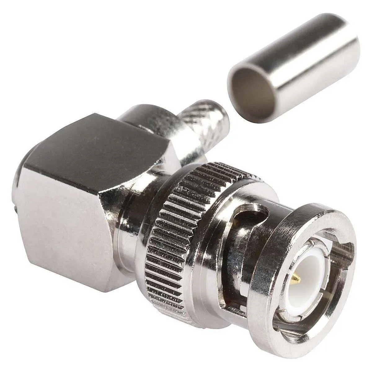 HICON BNC Crimp-Kabelstecker, abgewinkelt, nickelfarben