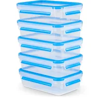 Emsa Clip & Close rechteckig blau 0,8 l 5-teiliges Set