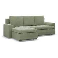 mebligo Eckcouch Cord 3-Sitzer Grün