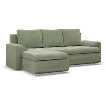 mebligo Eckcouch Cord 3-Sitzer Grün