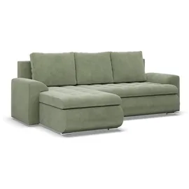 mebligo Eckcouch Cord 3-Sitzer Grün