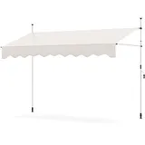 FANTASK Klemmmarkise mit Handkurbel, UV-beständig Balkonmarkise ohne Bohren, Höhenverstellbar(Weiß)