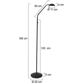 Steinhauer Stehlampe 45,0x25,0 cm 180,0 cm Schwarz