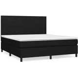 vidaXL Boxspringbett mit Matratze Schwarz 180x200 cm Stoff1380319