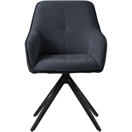 ML-Design Esszimmerstuhl Drehbar aus Textil Webstoff Schwarz mit Arm Rückenlehne