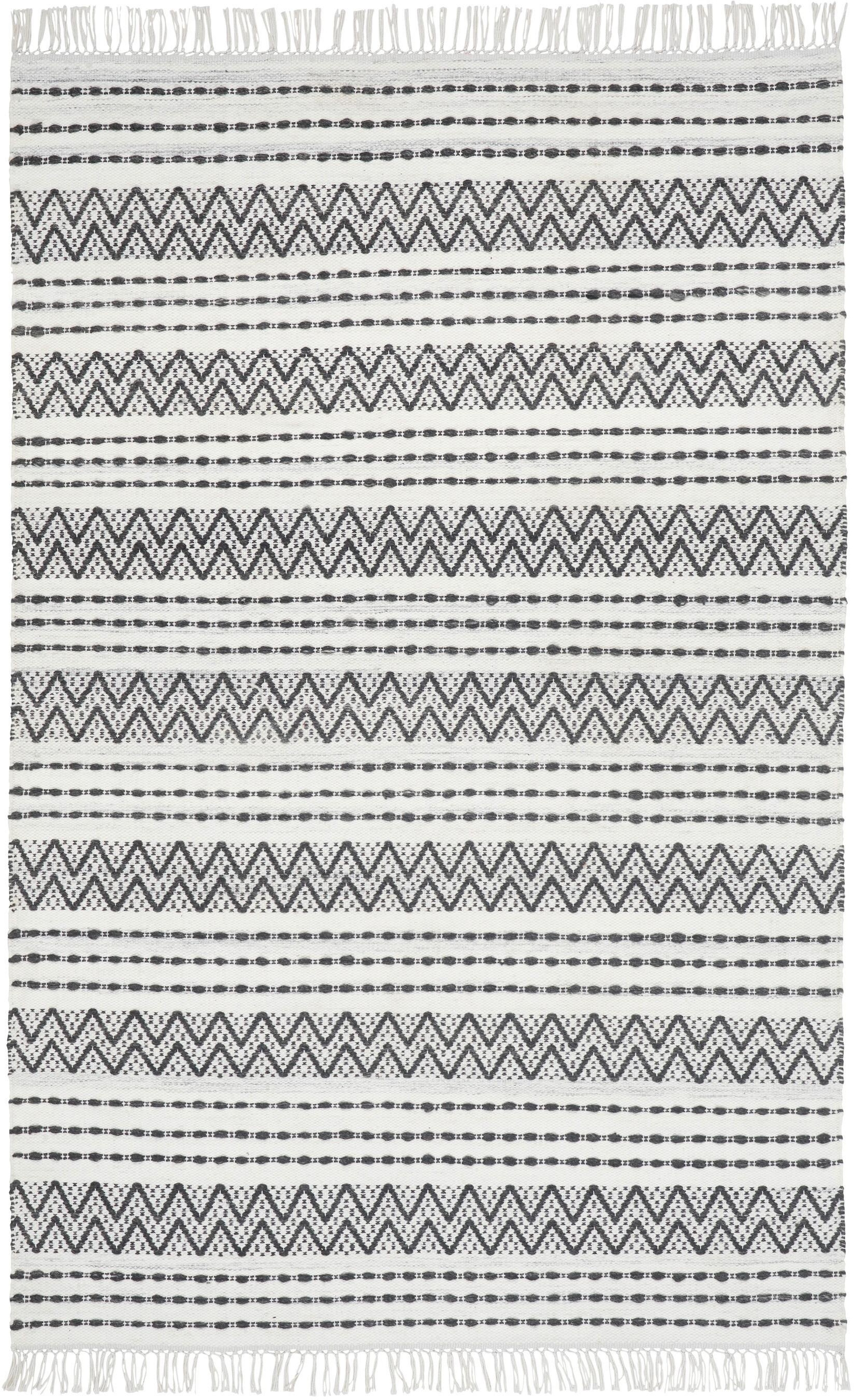 Handwebteppich Geri in Schwarz/Weiß ca. 120x170cm