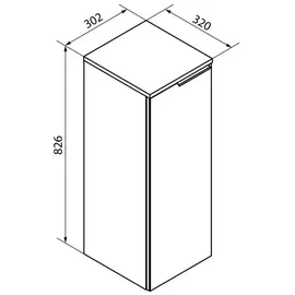 Fackelmann B.Brillant Midischrank 30,2 x 82,6 x 32 cm Hochglanz Weiß/Eiche Glas