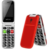 artfone Seniorenhandy ohne Vertrag | Dual SIM Handy mit Notruftaste | Rentner Handy große Tasten | 2G GSM Klapphandy | 2,4 Zoll Farbdisplay | Großtastenhandy mit Ladestation und Kamera - rot