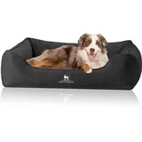 Knuffelwuff orthopädisches Hundebett Jona Samt XXL Anthrazit | Memory Foam | Bezug abnehmbar waschbar | gelenkschonend wärmend langlebig | für kleine mittelgroße große Hunde