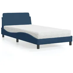 Bett mit Matratze Blau 100x200 cm Stoff