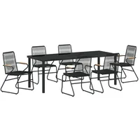 VidaXL 7-teilige Garten-Essgruppe Schwarz PVC-Rattan