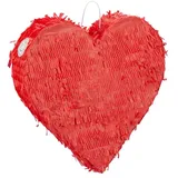 Relaxdays Rote Pinata in Herz-Form Rot