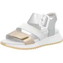 Riemchensandale RIEKER SPORT, Damen, Gr. 39, weiß (goldfarben, silberfarben, weiß), Leder, metallic, casual, Schuhe, Sommerschuh, Klettschuh, Outdoorsandale mit weichem Fußbett