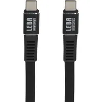 Menatwork LEBA Innovation USB-C auf USB-C geflochtenes Flachkabel Ladekabel/Datenkabel 1,2m (100 Watt, geflochtene Nylonummantelung gegen Ausfransen und Kabelgewirr) - Schwarz