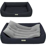 HOUND & NATURE | Öko Hundebett Luzern | Weich/Soft | Gr. XXL für Sehr Große Hunde - Kuscheliges, Flauschiges Hundebett Waschbar mit Wende - Liegekissen (XXL - 125x95 cm, Dunkelblau)