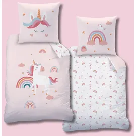MTOnlinehandel Unicorn Regenbogen Rosa 135 x 200 cm + 80 x 80 cm