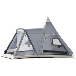 Skandika Tipi Zelt 460 Protect Plus, für 6, Personen: 3 m Stehhöhe, grau Neu